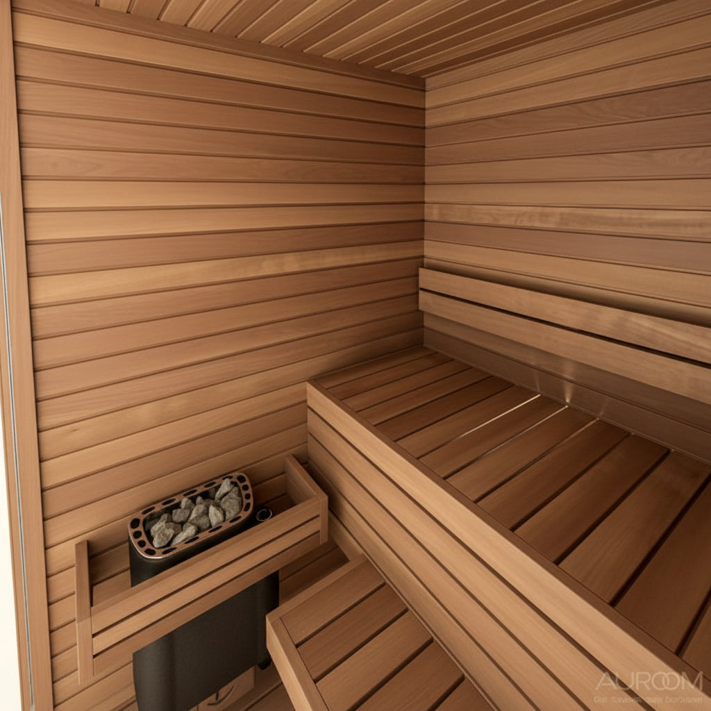 Auroom Cala Glass 4 Person Traditional Indoor Sauna Auroom Cala Glass 4 Person Traditional Indoor Sauna