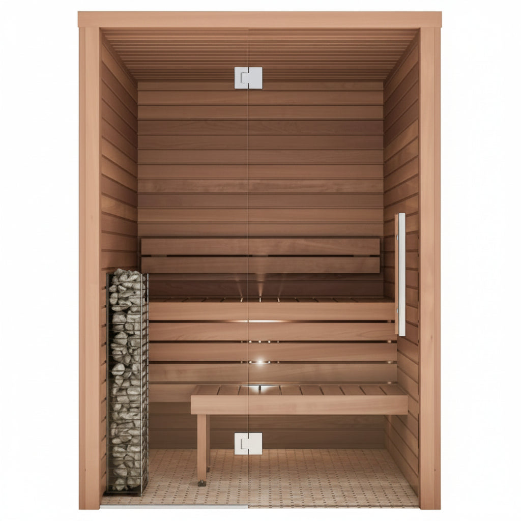 Auroom Cala Glass 4 Person Traditional Indoor Sauna Auroom Cala Glass 4 Person Traditional Indoor Sauna