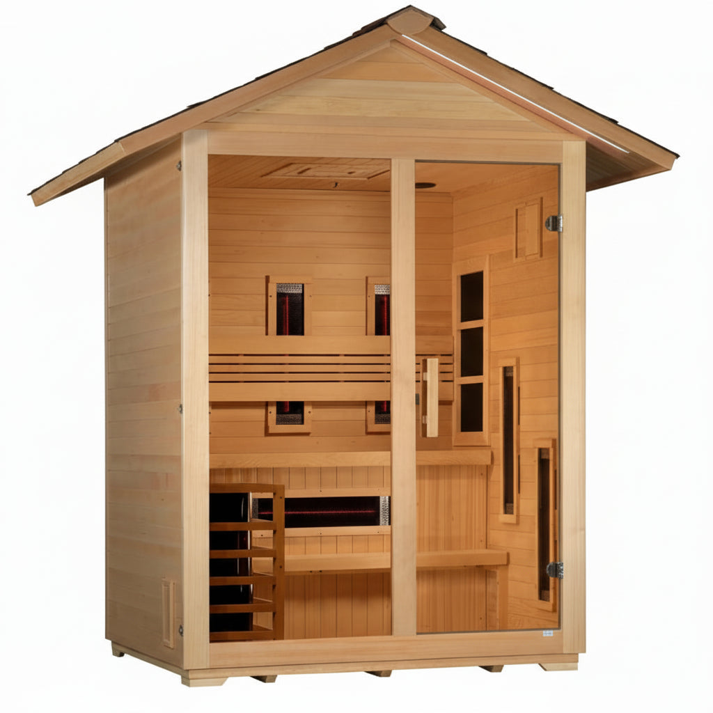 Golden Designs Carinthia 3-Person Hybrid Outdoor Sauna Golden Designs Carinthia 3-Person Hybrid Outdoor Sauna