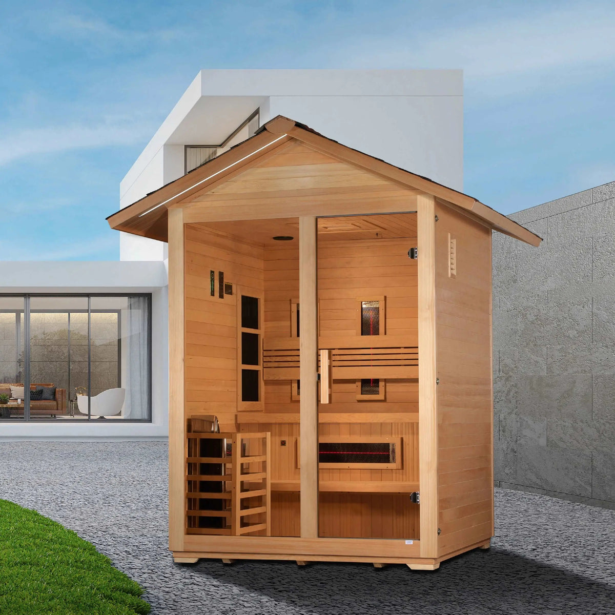 Golden Designs Carinthia 3-Person Hybrid Outdoor Sauna Golden Designs Carinthia 3-Person Hybrid Outdoor Sauna