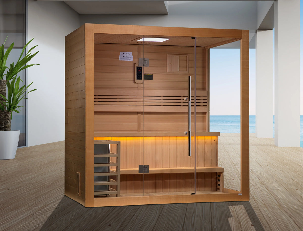 Golden Designs Forssa 3-Person Indoor Traditional Steam Sauna Golden Designs Forssa 3-Person Indoor Traditional Steam Sauna