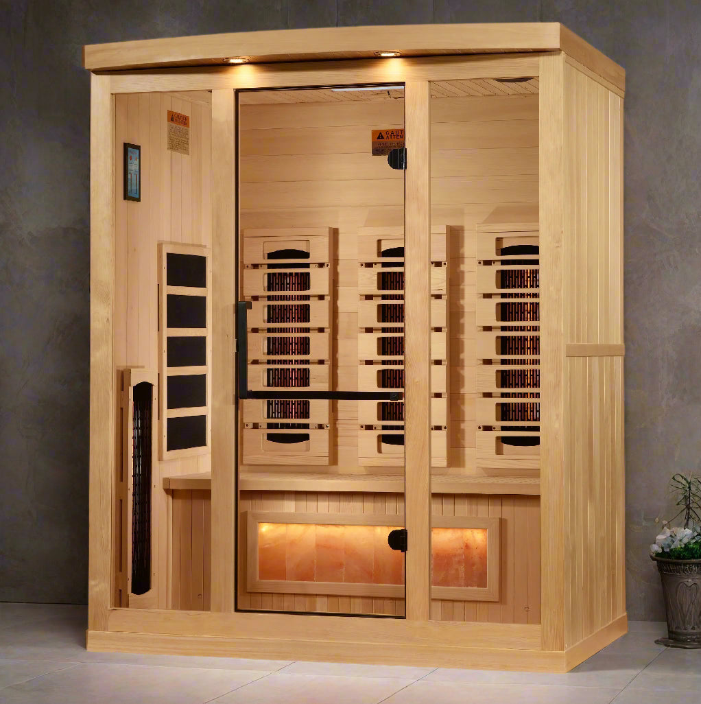 Golden Designs Reserve 3-Person Near Zero EMF Full Spectrum Infrared Sauna Golden Designs Reserve 3-Person Near Zero EMF Full Spectrum Infrared Sauna