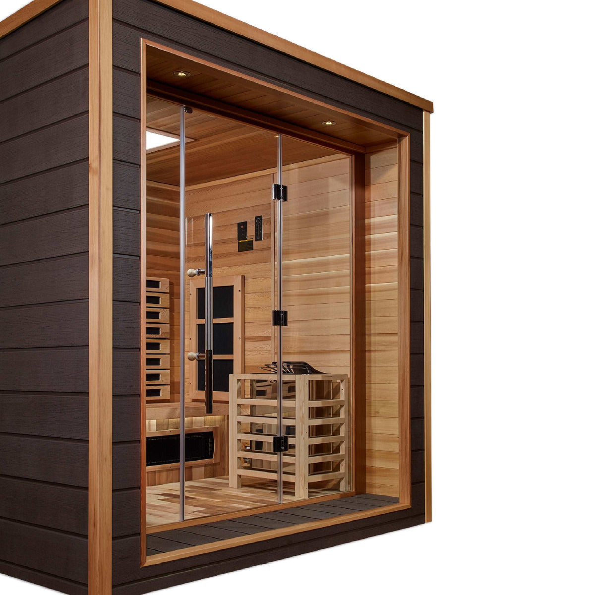 Golden Designs Visby 3-Person Outdoor Hybrid Sauna Golden Designs Visby 3-Person Outdoor Hybrid Sauna