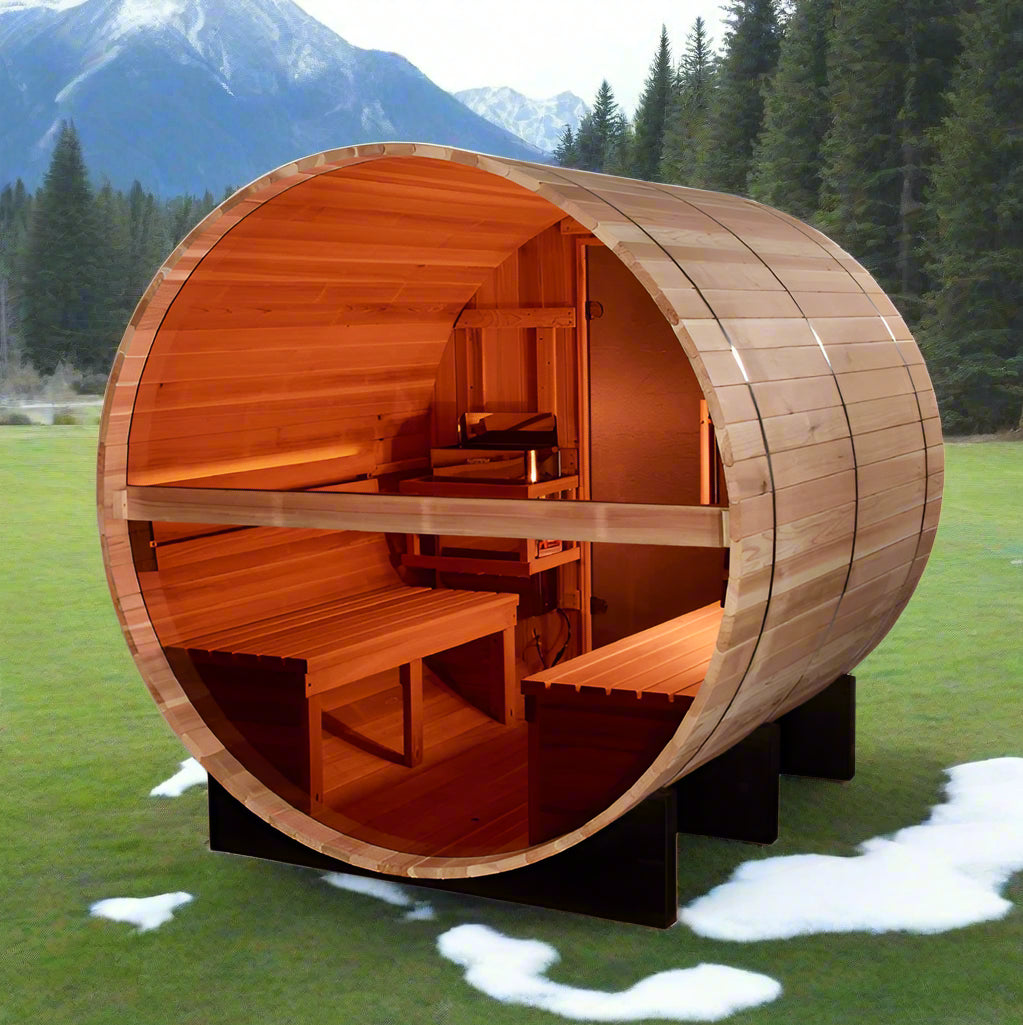 Golden Designs Zurich 4-Person Barrel Sauna Golden Designs Zurich 4-Person Barrel Sauna