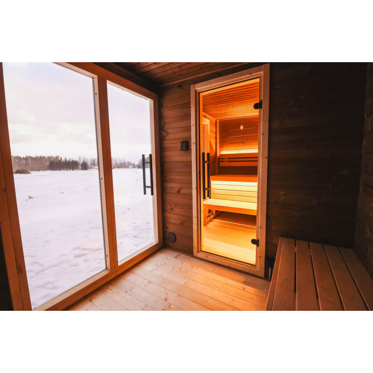 Leil® Patio L Outdoor 5-Person Cabin Sauna with Changing Room Leil® Patio L Outdoor 5-Person Cabin Sauna with Changing Room