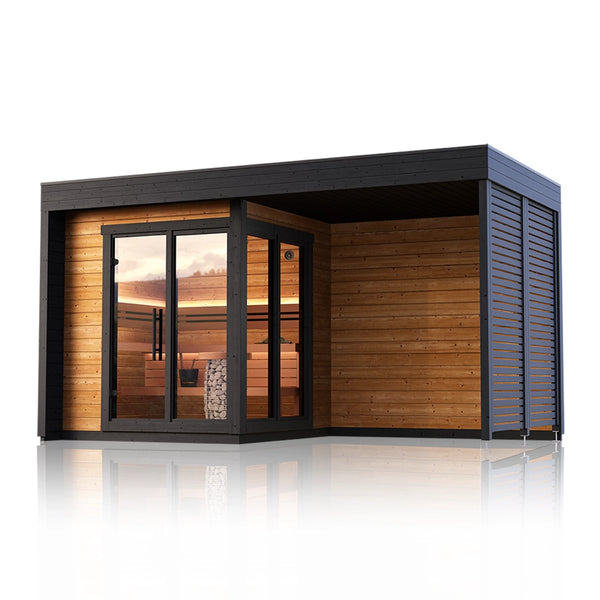 Leil® Patio S Plus Outdoor 5-Person Sauna Cabin with Covered Porch