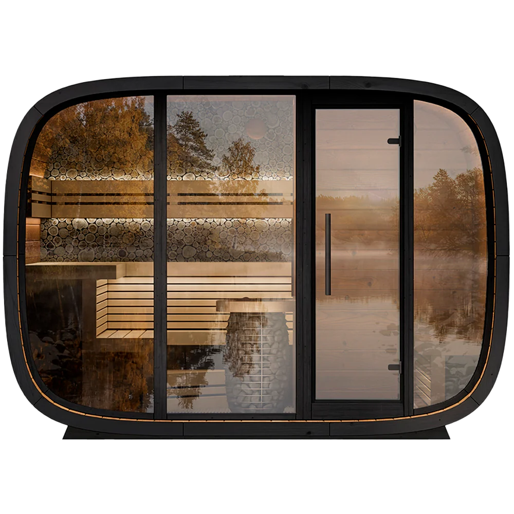 Leil® Round Cube Double Outdoor 5-Person Sauna with Changing Room (L-Bench) Leil® Round Cube Double Outdoor 5-Person Sauna with Changing Room (L-Bench)