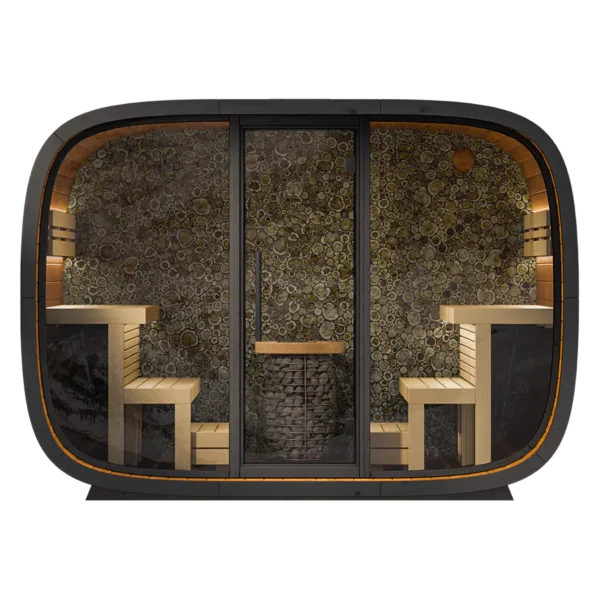 Leil® Round Cube Single Outdoor 6–8 Person Sauna (Facing Benches)