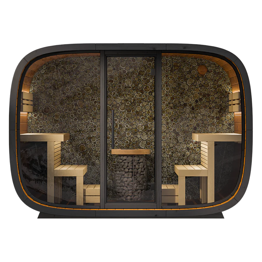 Leil® Round Cube Single Outdoor 6–8 Person Sauna (Facing Benches) Leil® Round Cube Single Outdoor 6–8 Person Sauna (Facing Benches)