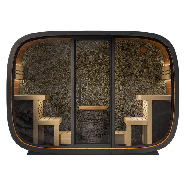 Leil® Round Cube Single Outdoor 6–8 Person Sauna (Facing Benches)