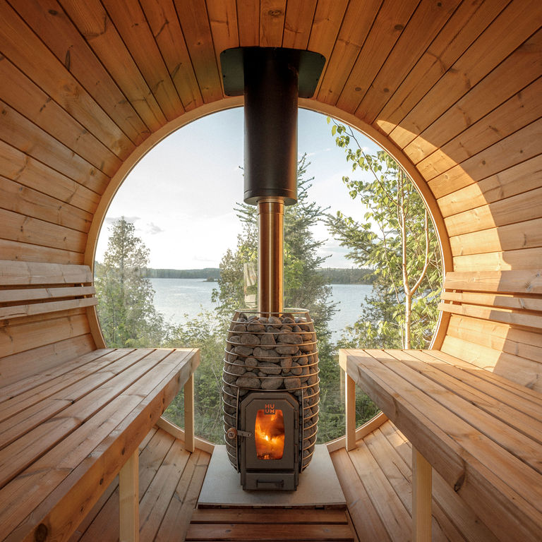 Scandinavian Solstice 7' x 7' Outdoor 6-Person Barrel Sauna Scandinavian Solstice 7' x 7' Outdoor 6-Person Barrel Sauna